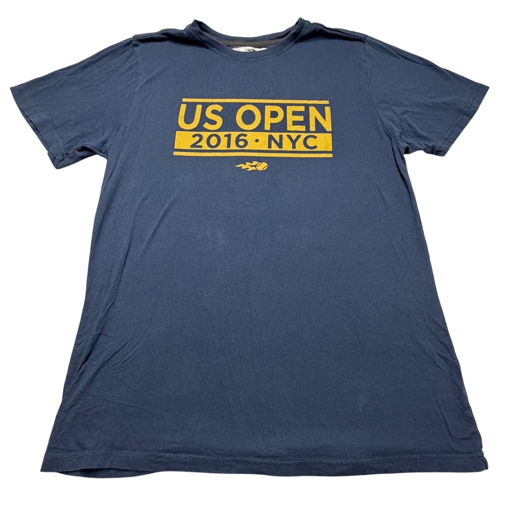 US Open Tennis T-Shirt NYC 2016‎ Navy Blue Yellow Graphic Cotton Tee Mens Large